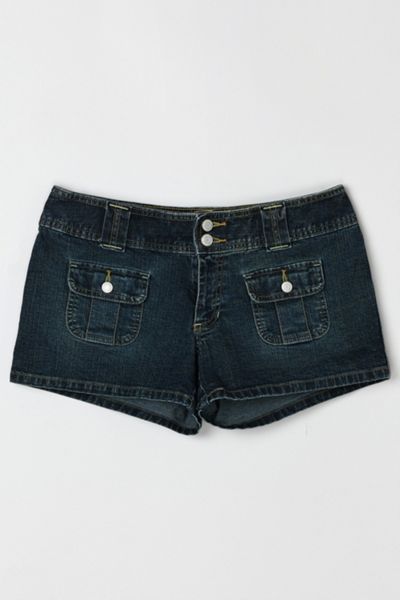 Vintage Y2k Dark Wash Low-Rise Denim Shorts