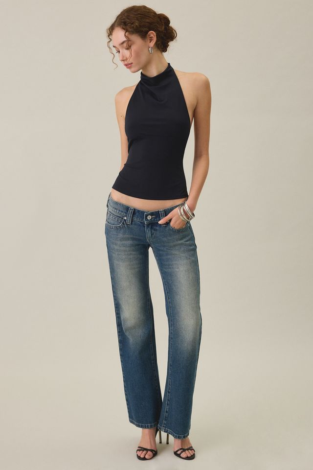 UO The Moment Backless High Cowl Neck Halter Top #3