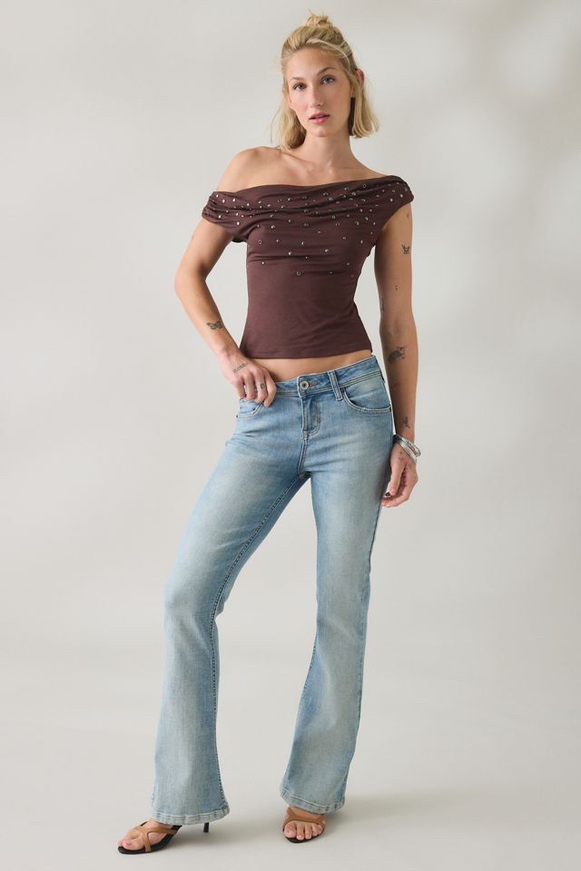 UO Fia Studded Off-The-Shoulder Crop Top #1