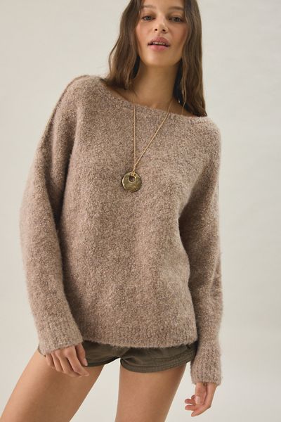 BDG Nola Boucle Oversized Boatneck Sweater