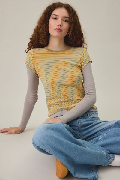 BDG Double Layer Long Sleeve Spill The Tee