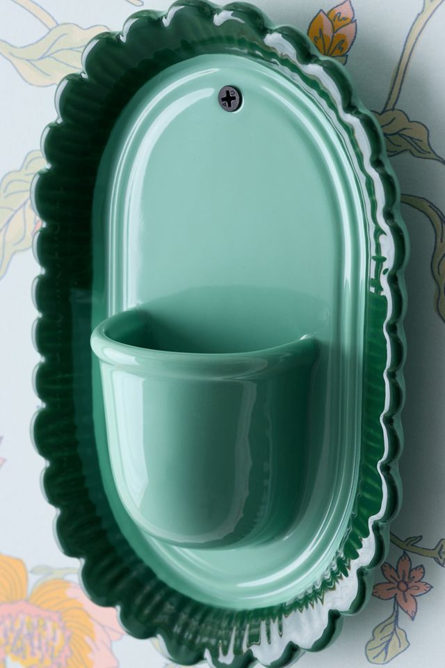 Scalloped Flower Bouquet Ceramic Wall Vase #3