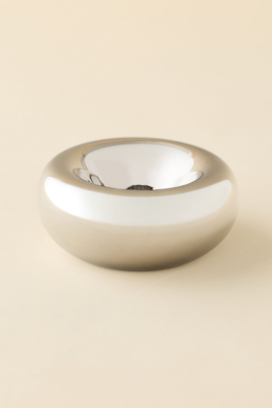 Cora Chrome Ceramic Catch-All Dish - Silver, ONE SIZE