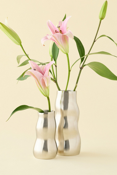 Waves Sculpted Aluminum Vase in Silver at Urban Outfitters