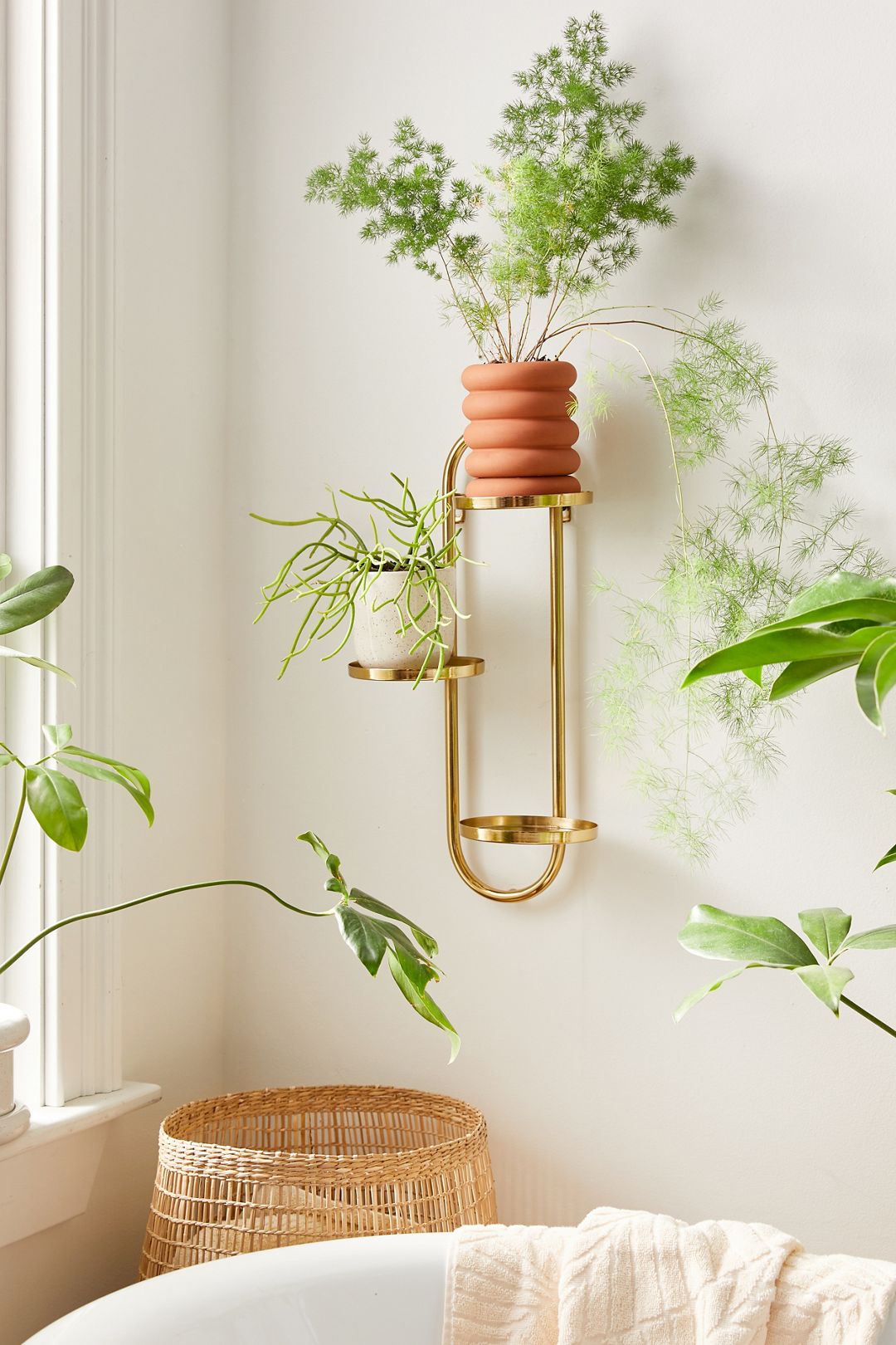 Wall Mounted Plant Stand - Gold, ONE SIZE
