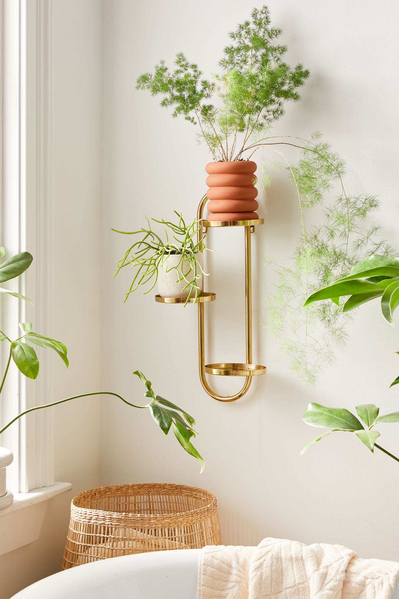 Wall Mounted Plant Stand - Gold, ONE SIZE