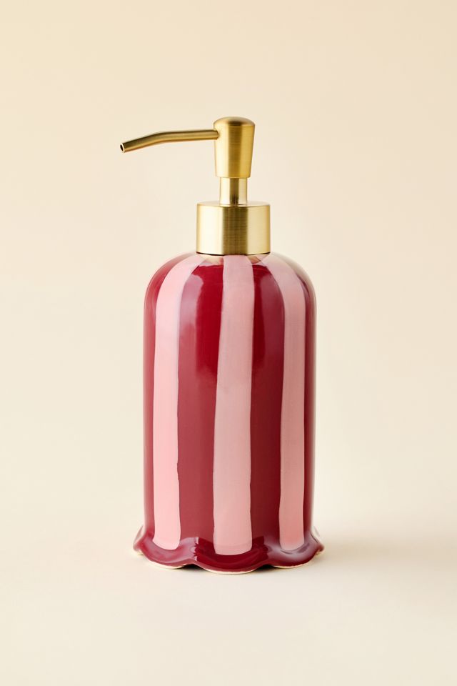 Distributeur de savon en céramique rayée Marnie #1