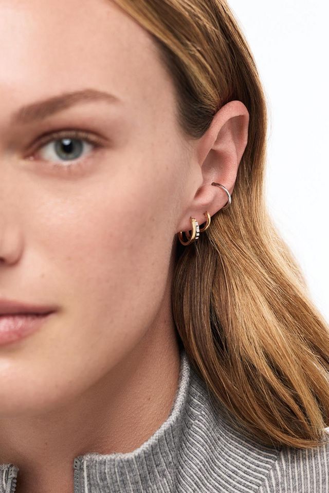 Ana Luisa Toda Two Tone Huggie Earrings #3