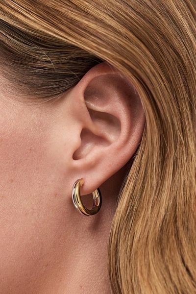 Ana Luisa Asher Two Tone Medium Hoop Earrings