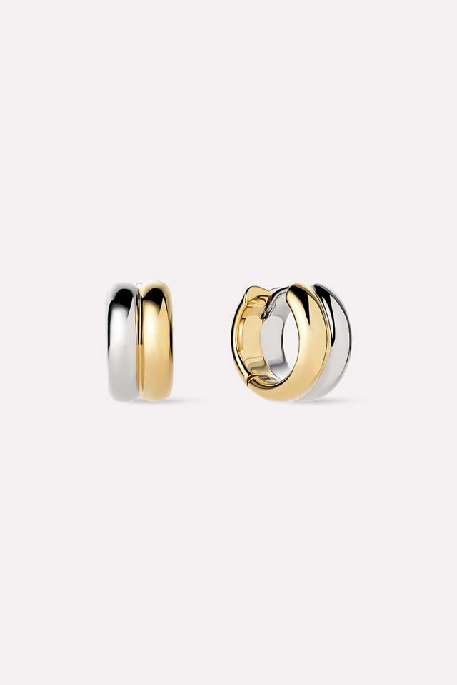 Ana Luisa Asher Bold Two Tone Huggie Hoop Earrings #1