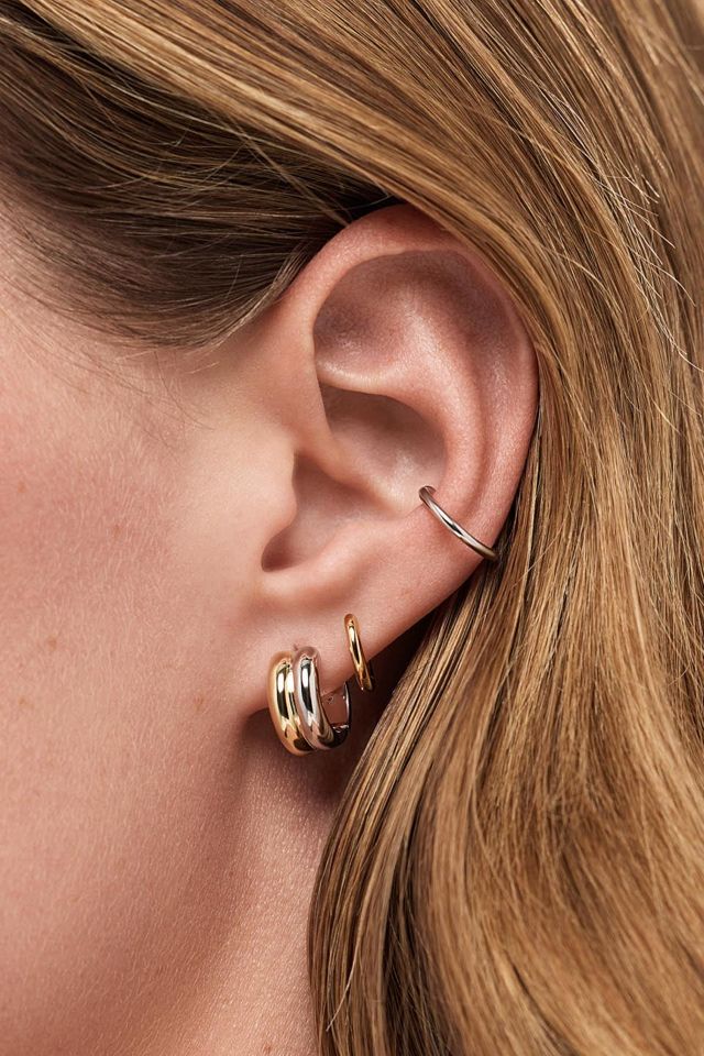 Ana Luisa Asher Bold Two Tone Huggie Hoop Earrings #2