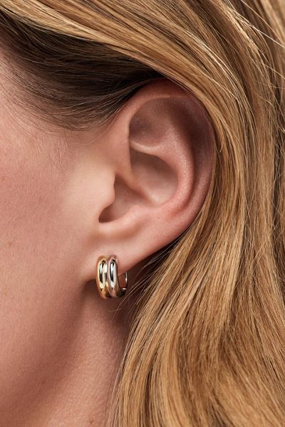 Ana Luisa Asher Bold Two Tone Huggie Hoop Earrings