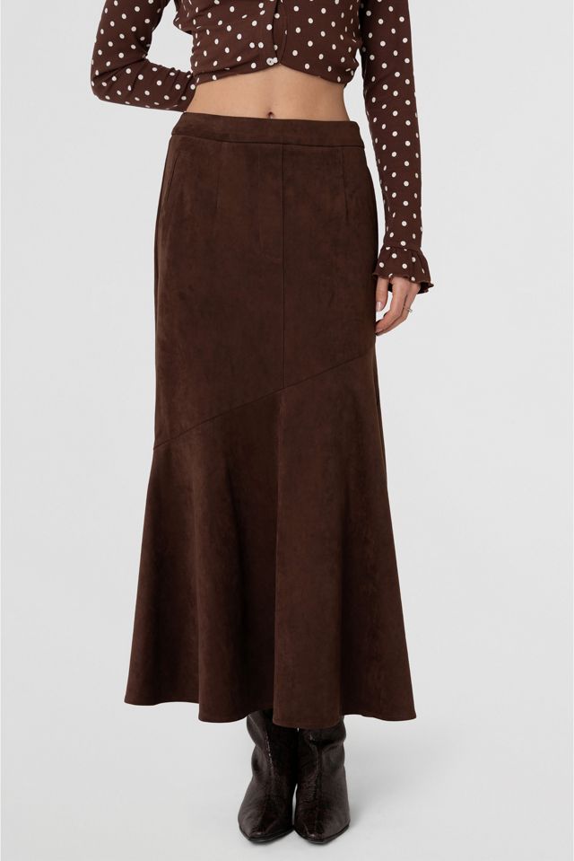 Amy Lynn Suki Faux Suede Chiffon Asymmetric Maxi Skirt #1