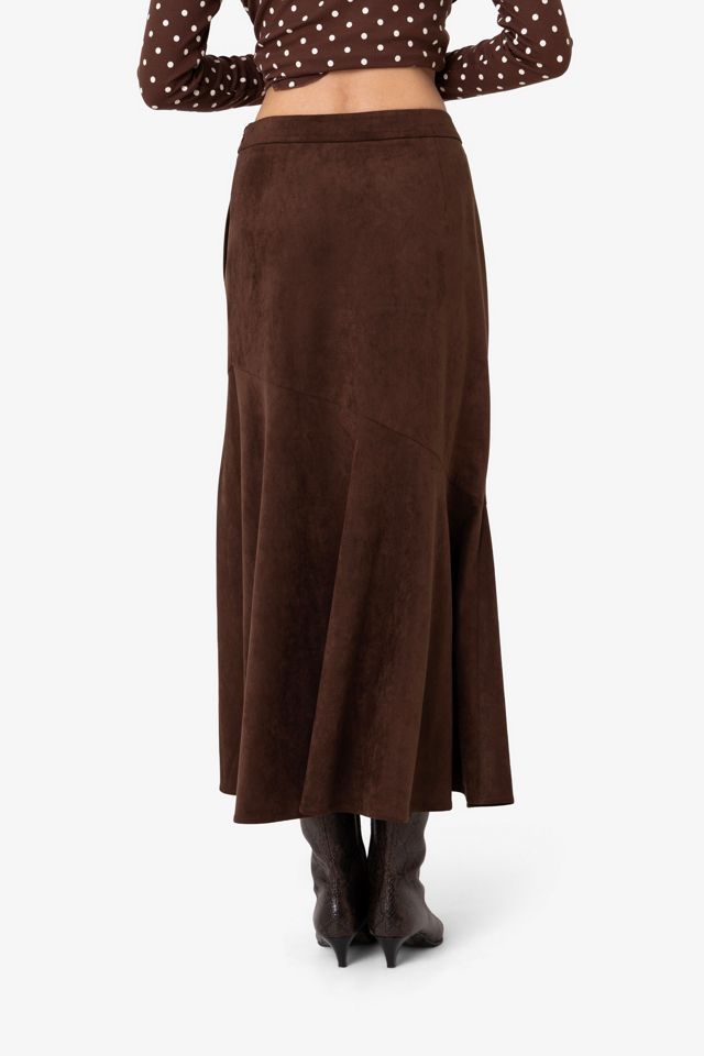 Amy Lynn Suki Faux Suede Chiffon Asymmetric Maxi Skirt #2