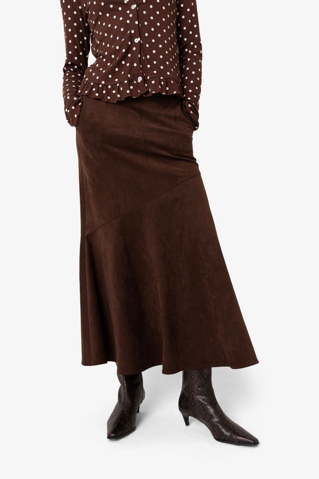 Amy Lynn Suki Faux Suede Chiffon Asymmetric Maxi Skirt #3