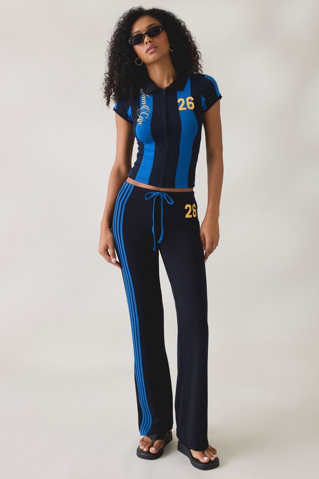 I.AM.GIA. Zovira Zip-Front Sport Striped Polo Shirt #1