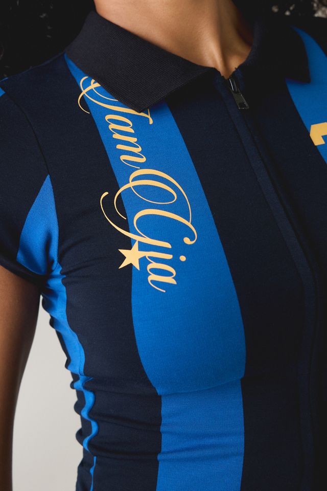 I.AM.GIA. Zovira Zip-Front Sport Striped Polo Shirt #2