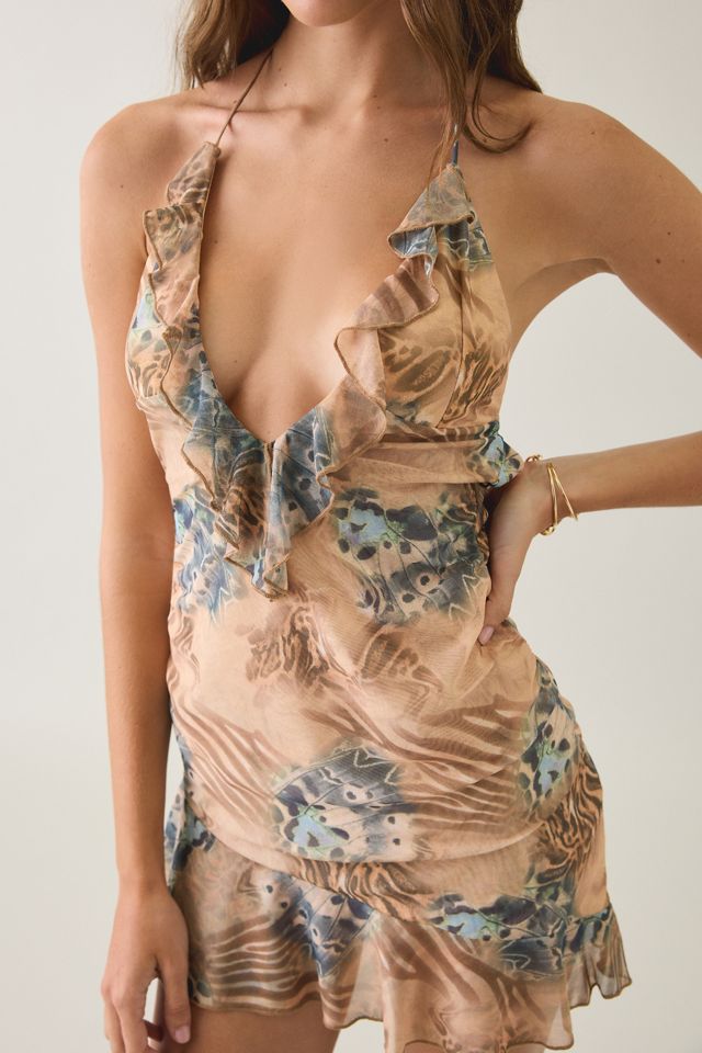 I.AM.GIA. Vira Butterfly Mesh Ruffle Halter Neck Mini Dress #2