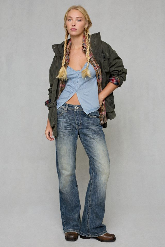 Haut babydoll BDG Campus Crush à devant fendu et manches bouffantes #2