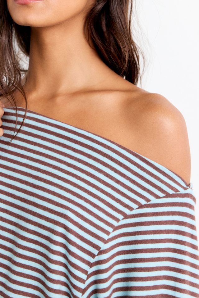 Out From Under All Nighter Striped Off-The-Shoulder Sweatshirt #1