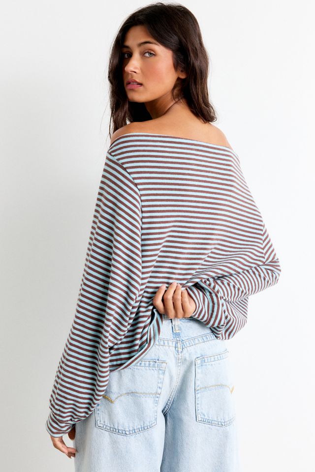 Out From Under All Nighter Striped Off-The-Shoulder Sweatshirt #3