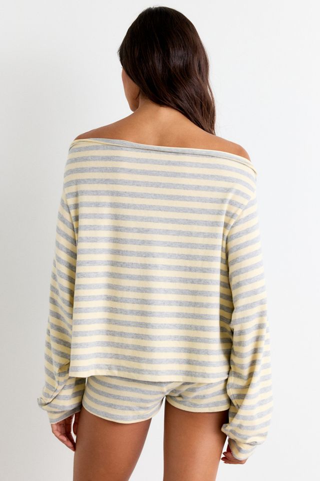 Out From Under All Nighter Striped Off-The-Shoulder Sweatshirt #3