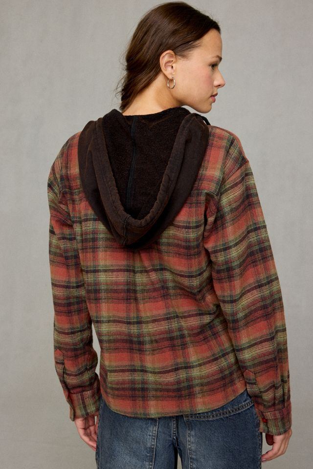 BDG Rori Hooded Oversized Flannel Button-Down Shirt #1
