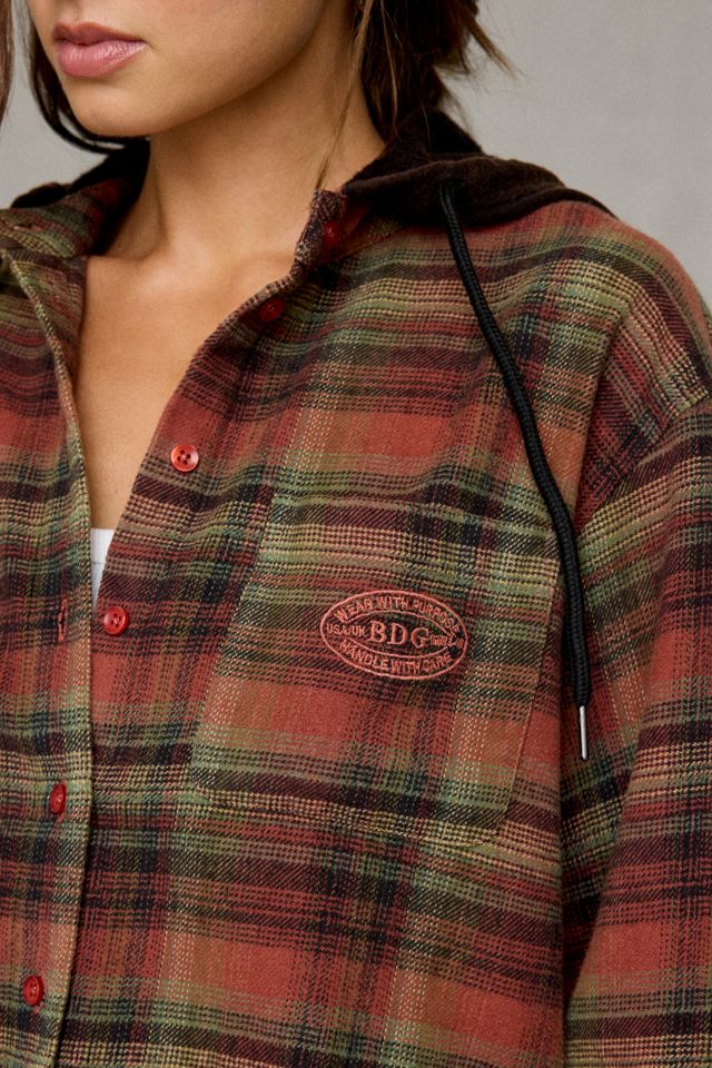BDG Rori Hooded Oversized Flannel Button-Down Shirt #2