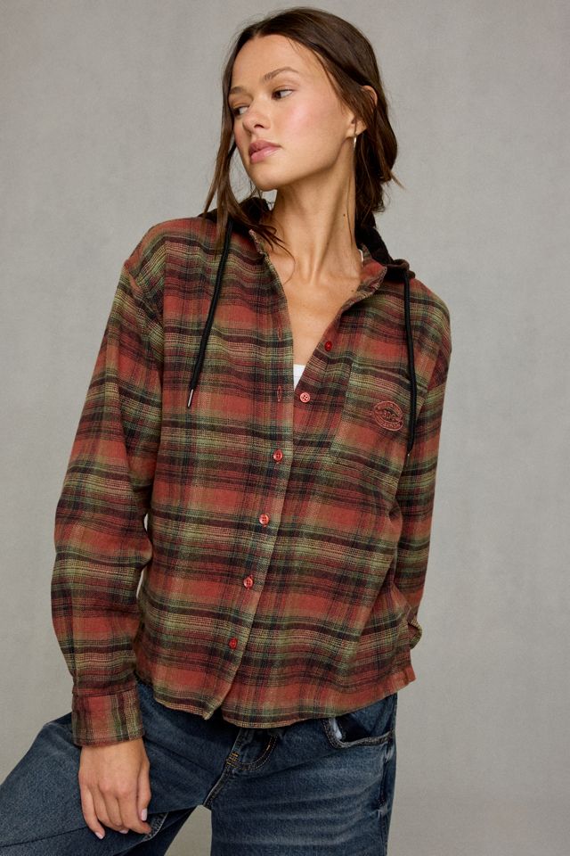 BDG Rori Hooded Oversized Flannel Button-Down Shirt #3