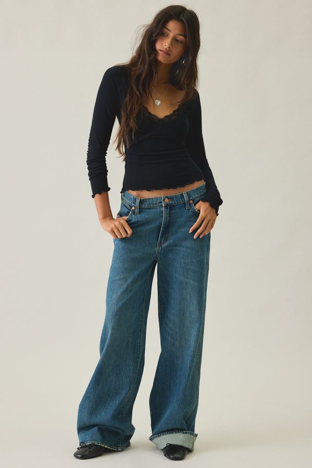 Out From Under Diana Plunging Lace Trim Long Sleeve Top #3