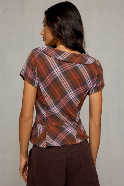 BDG Bianca Peplum Short Sleeve Button-Down Shirt