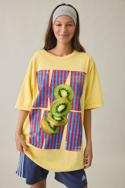 Kiwi Graphic Oversized Cotton T-Shirt Dress