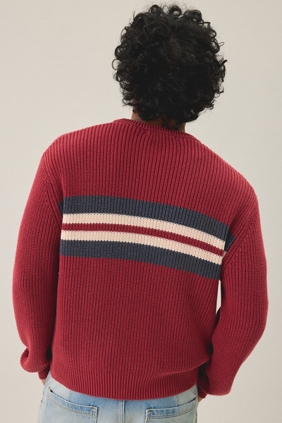 UO Striped Acid Wash Crew Neck Sweater