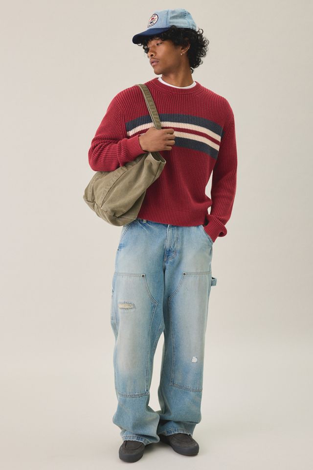 UO Striped Acid Wash Crew Neck Sweater #4