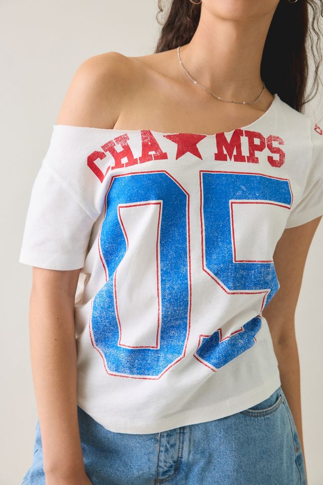 Champs Graphic Slash Neck Off-The-Shoulder Tee #2