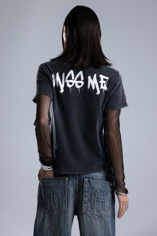 Miss Me Shiloh Mesh Sleeve Tee #1
