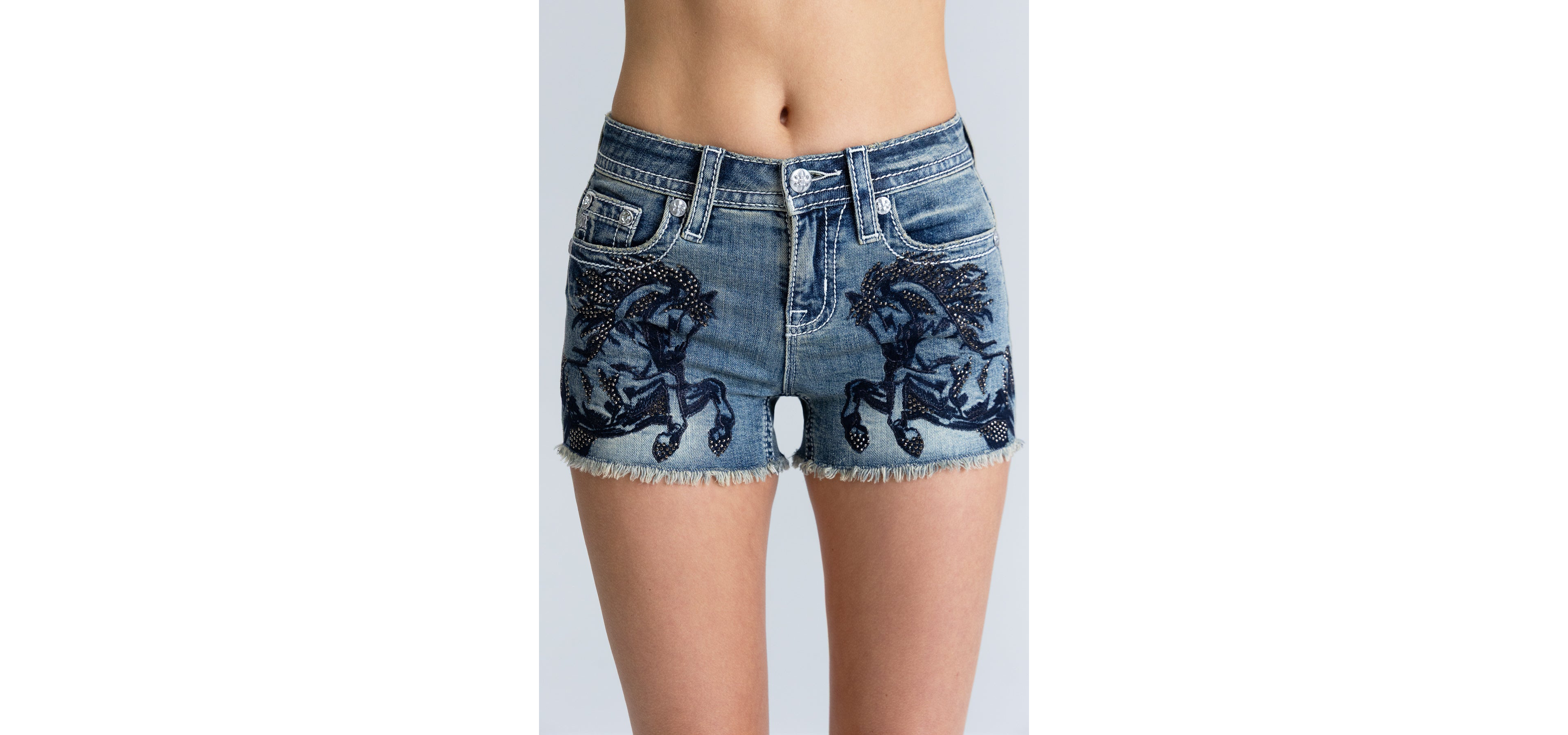 Miss Me Dilrose Crystal Horse Shorts