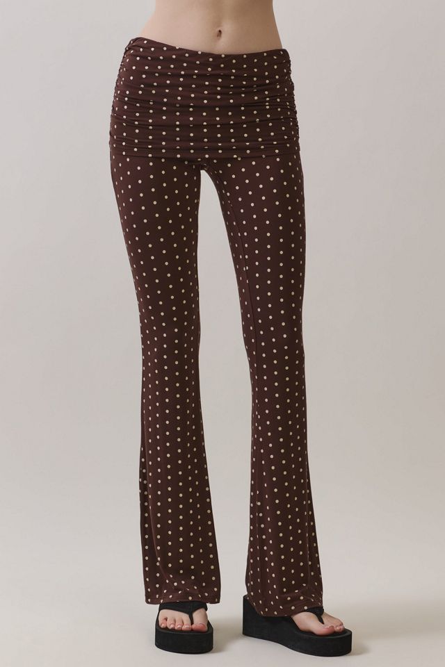 Personal Code Polka Dot Print Foldover Flare Pants #1