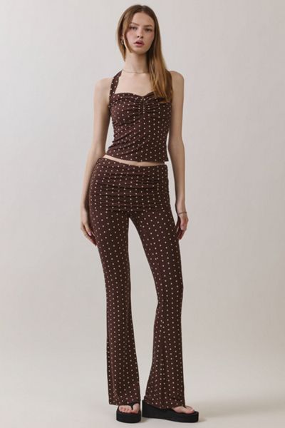 Personal Code Polka Dot Print Foldover Flare Pants