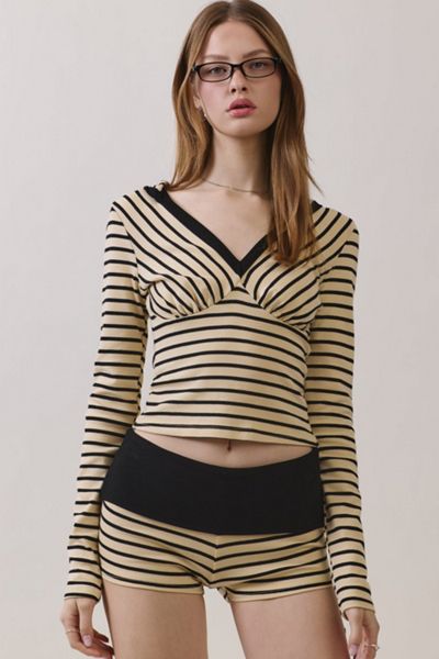 Personal Code Shiloh Stripe Long Sleeve Hooded Top
