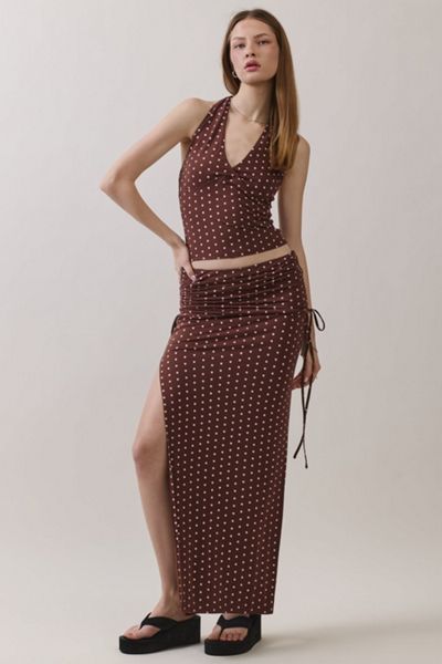 Personal Code Polka Dot Foldover Maxi Skirt