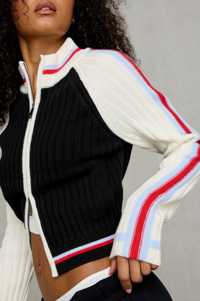Cardigan à col cheminée en tricot côtelé à fermeture éclair Ruby BDG #2