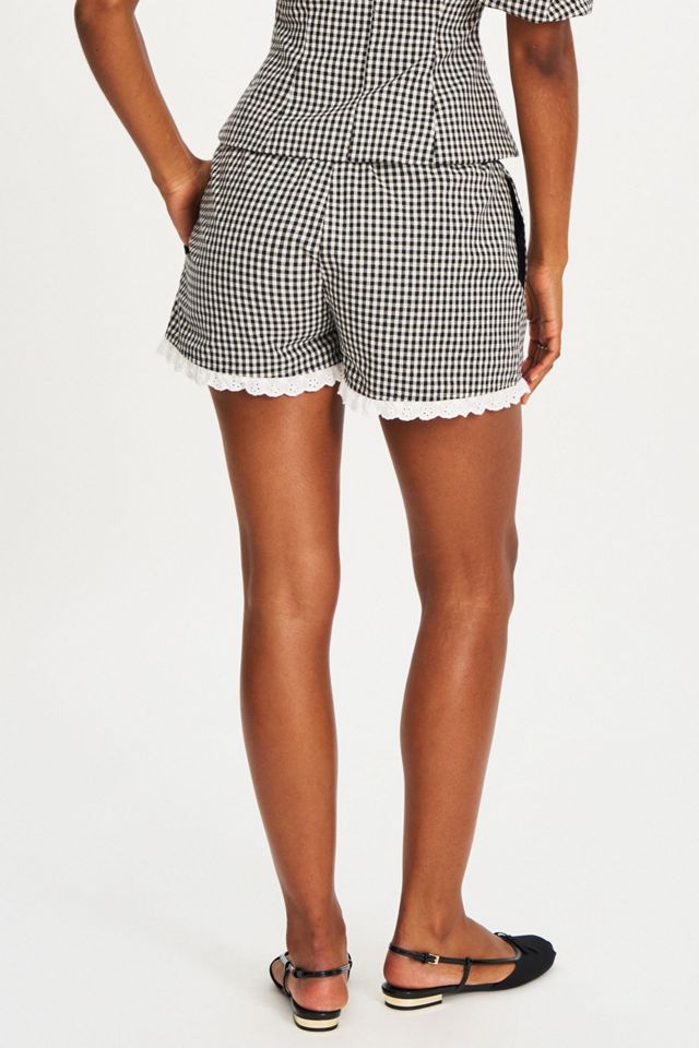Miss Circle Qutayla Gingham Lace Trim Shorts #4