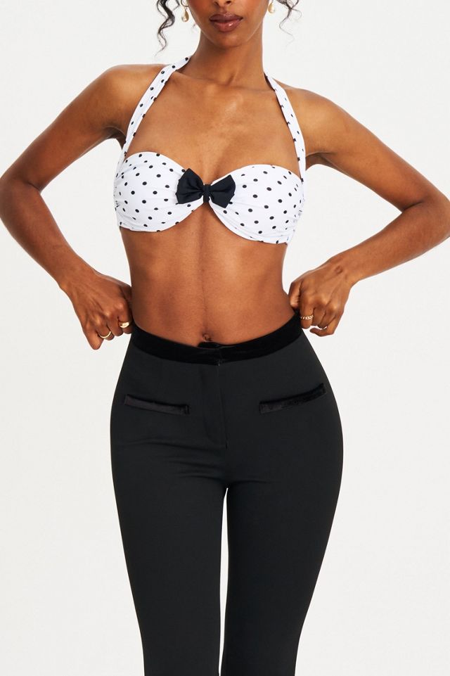 Miss Circle Olivea Polka Dot Bowtie Halter Bikini Top #1