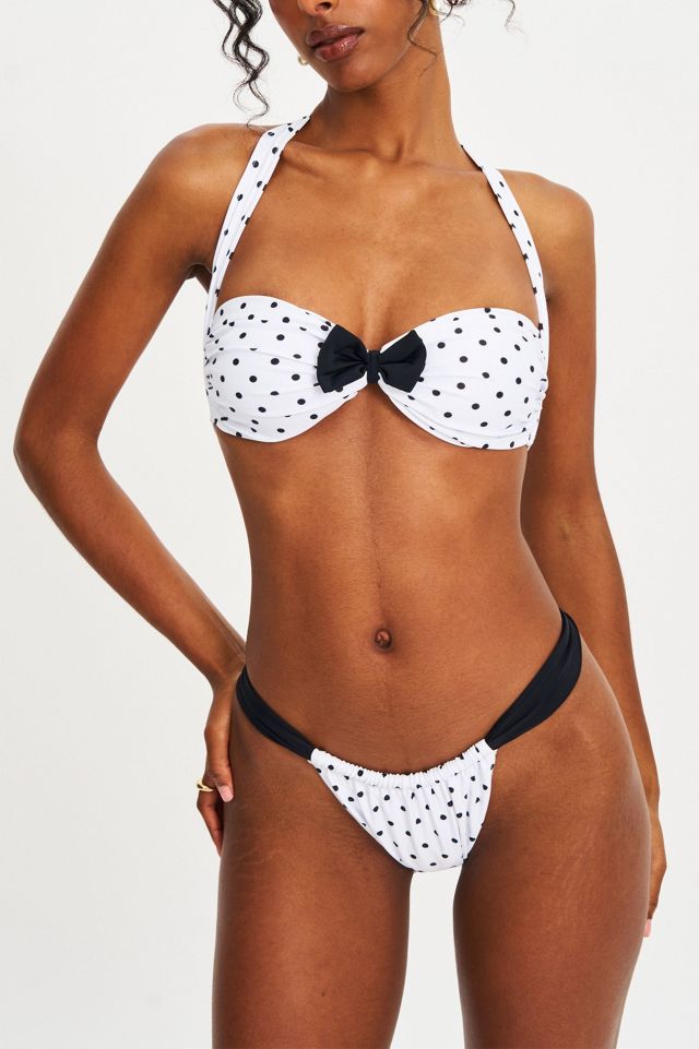 Miss Circle Olivea Polka Dot Bowtie Halter Bikini Top #2