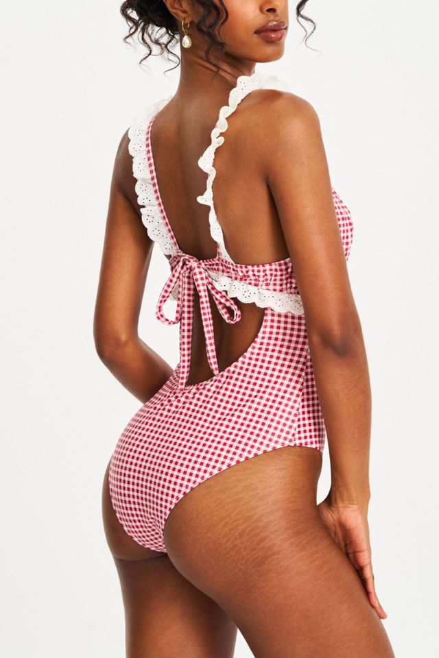 Miss Circle Hallie Gingham Lace Backless Swimsuit #4