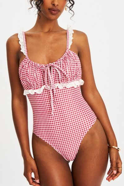 Miss Circle Hallie Gingham Lace Backless Swimsuit