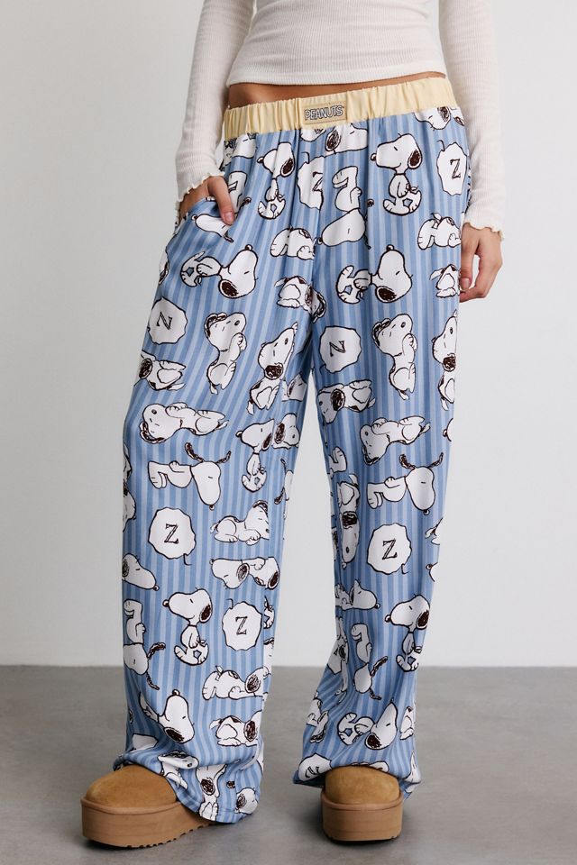 Snoopy Pinstripe Print Jersey Knit PJ Pants #1