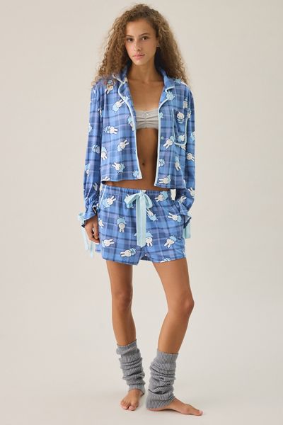 Miffy Bow Detail Plaid 2-Piece PJ Set
