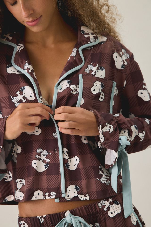 Snoopy Bow Detail Plaid 2-Piece PJ Set #1